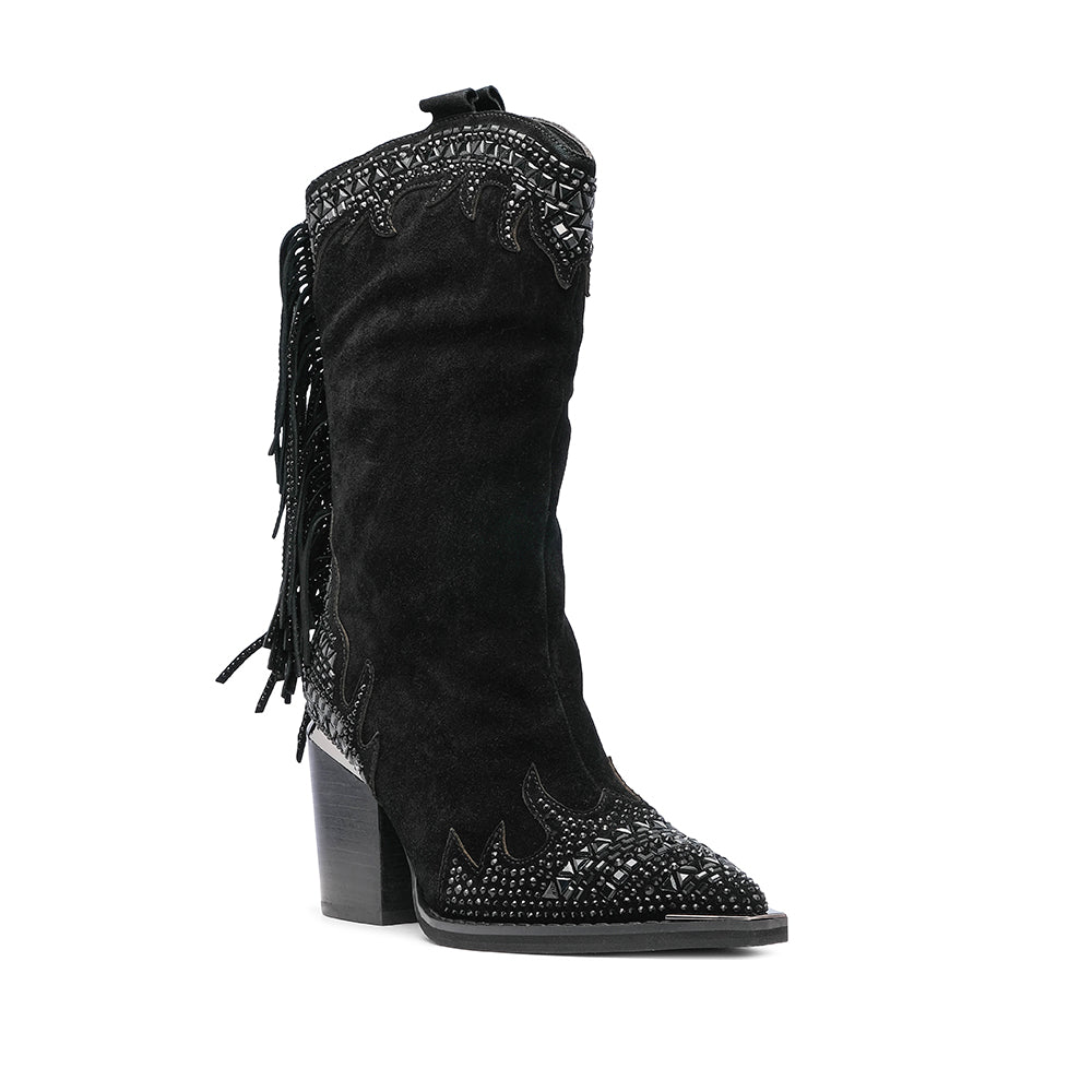 Bota Texana Mulher Camurça Preto