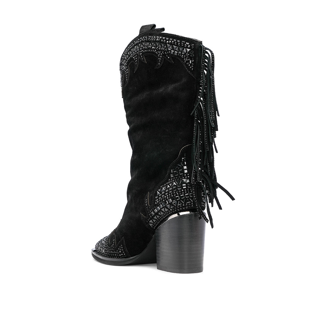 Bota Texana Mulher Camurça Preto