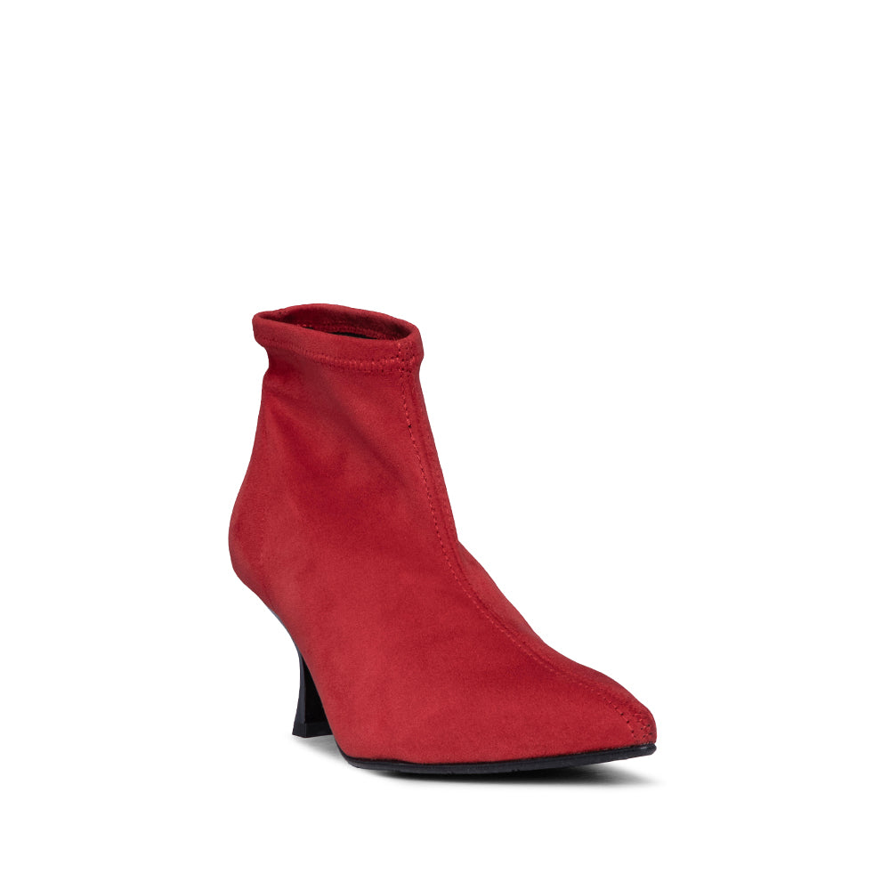 Botim Salto Médio Mulher Camurça Vermelho
