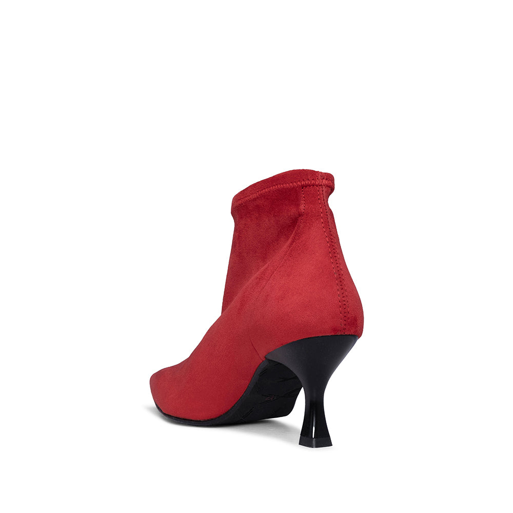 Botim Salto Médio Mulher Camurça Vermelho