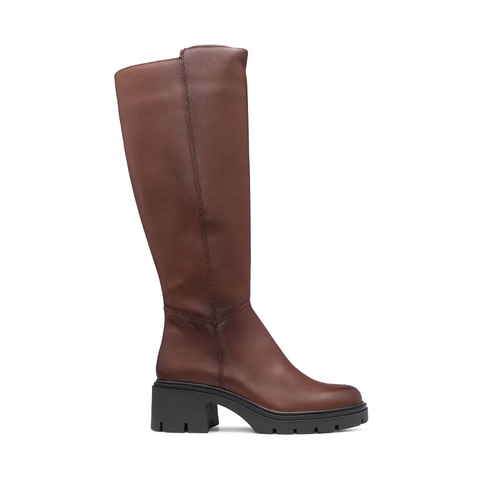 Bota Salto Médio Mulher Pele Cognac