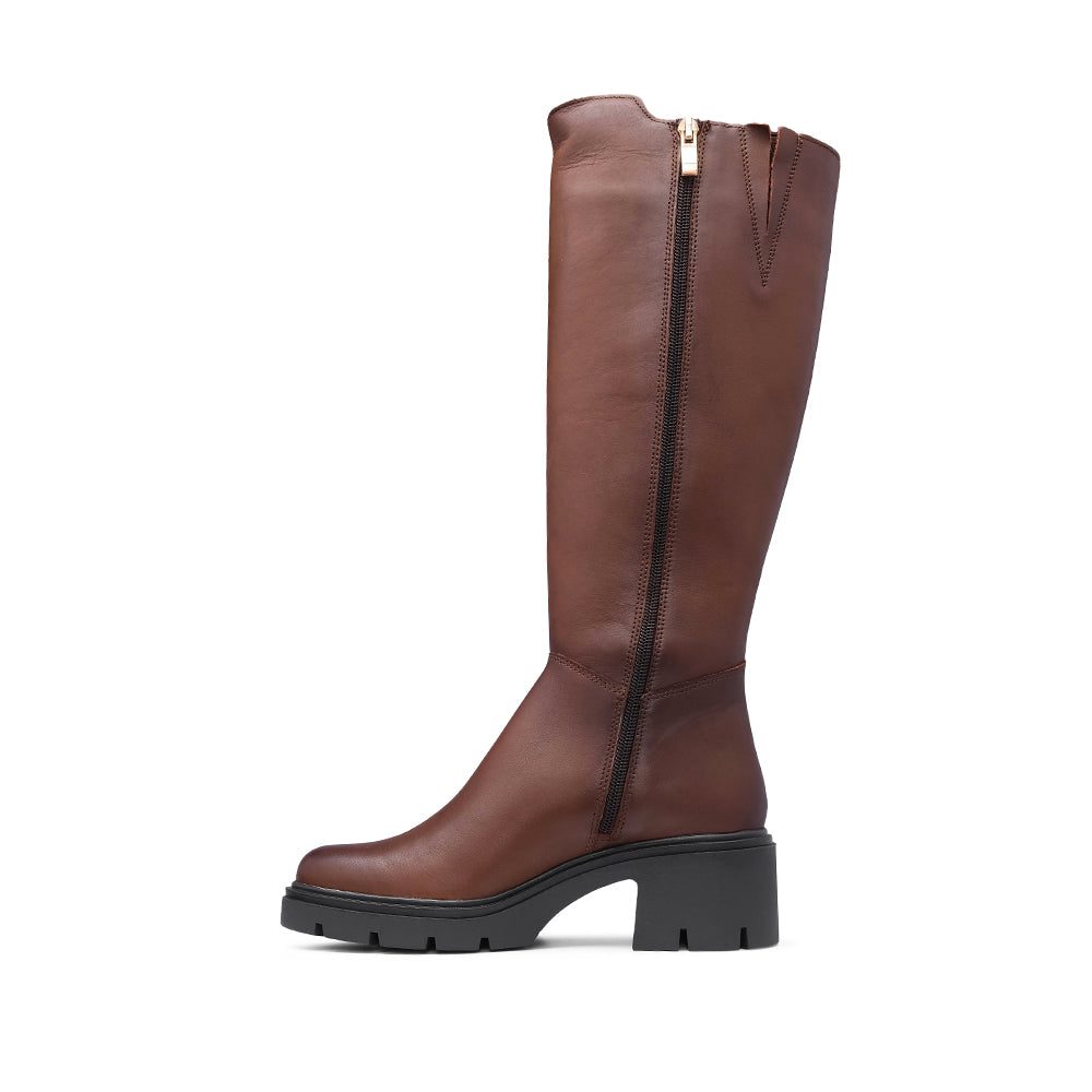 Bota Salto Médio Mulher Pele Cognac