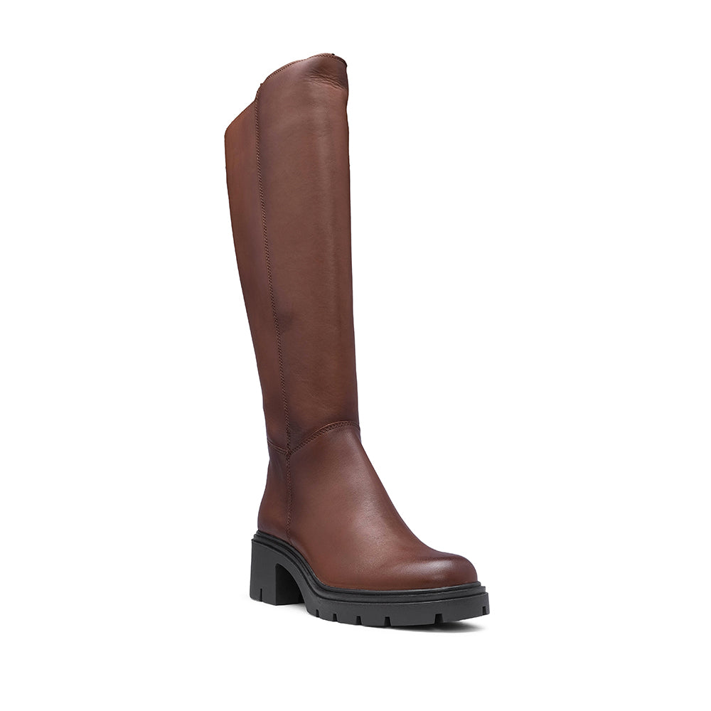 Bota Salto Médio Mulher Pele Cognac