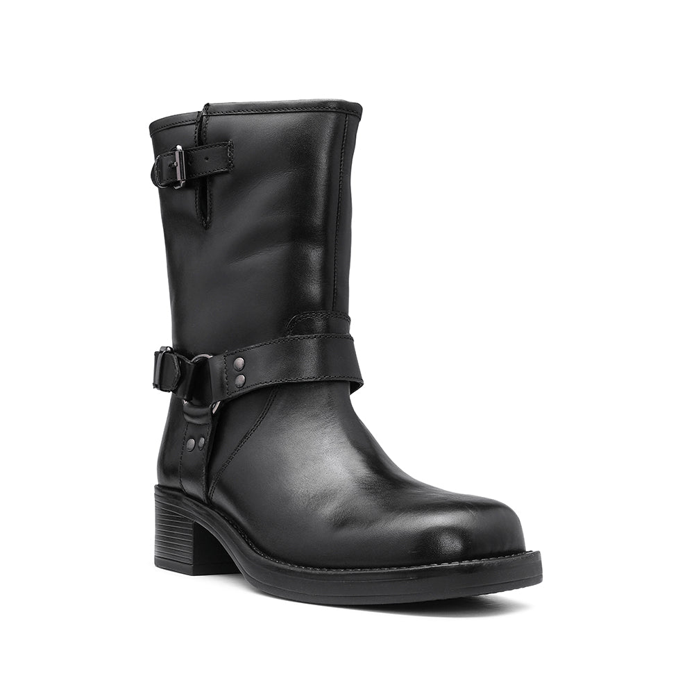 Bota Biker Mulher Pele Preto