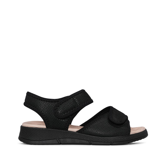 Sandália Salto Raso Mulher Gravado Preto