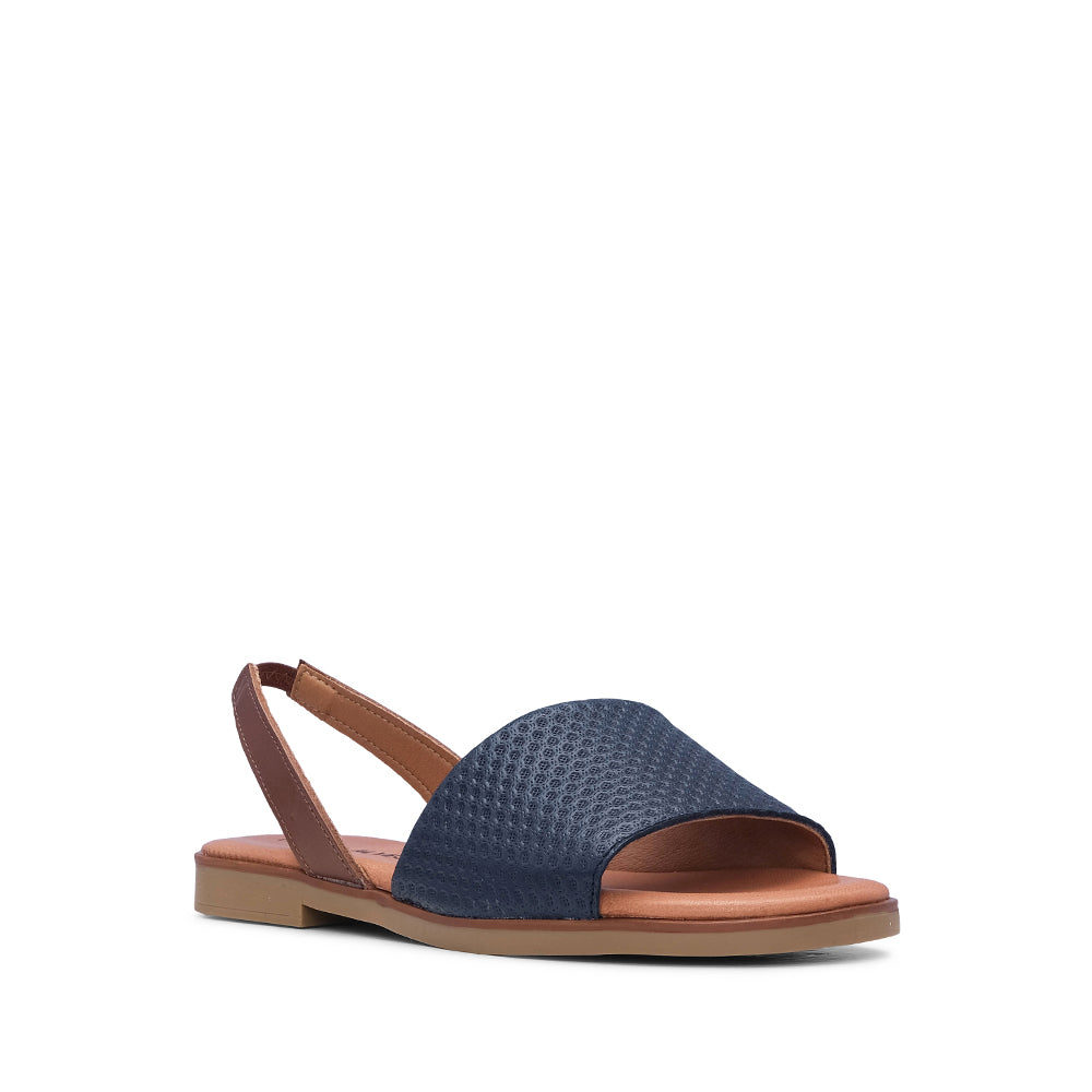 Sandália Salto Raso Mulher Gravado Azul