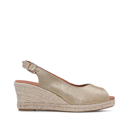 Sandália Salto Cunha Mulher Platino