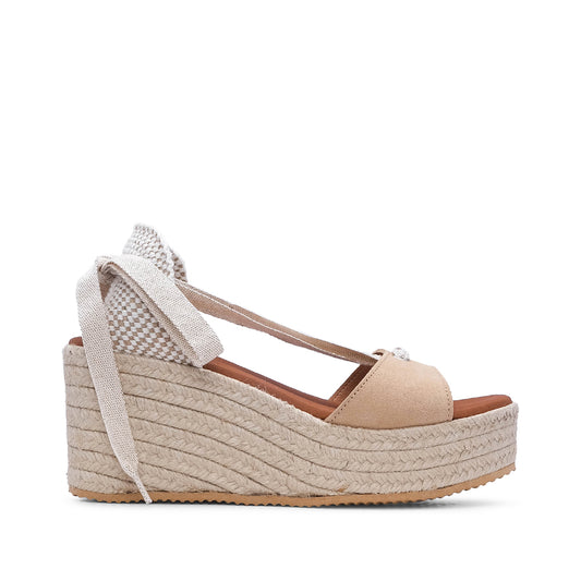 Sandália Salto Cunha Mulher Camurça Bege