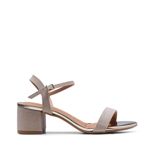Sandália Salto Alto Mulher Glitter Dourado