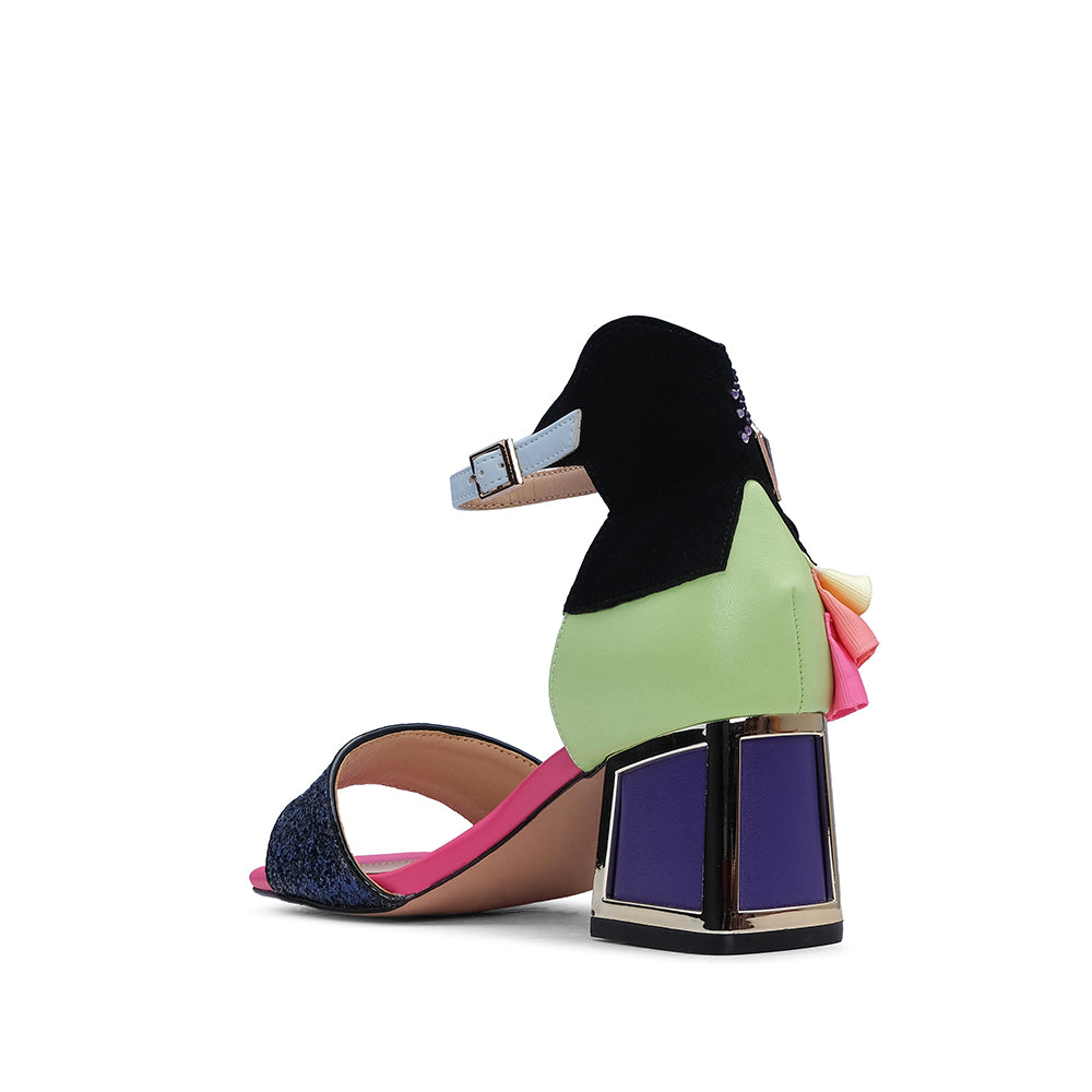 Sandália Salto Médio Mulher Multicolor