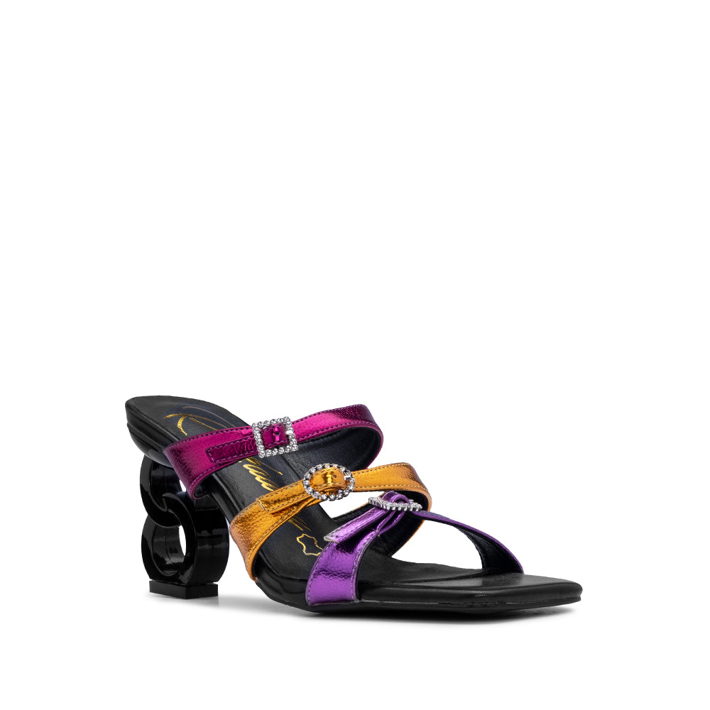 Sandália Salto Alto Mulher Pele Sintética Multicolor