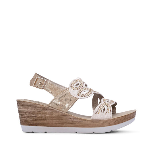 Sandália Salto Cunha Mulher Platino