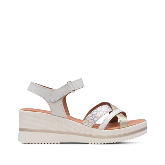 Sandália Salto Cunha Mulher Pele Creme