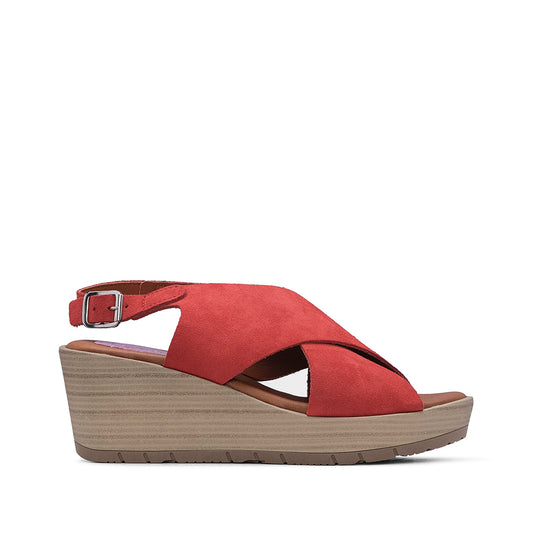 Sandália Salto Cunha Mulher Camurça Vermelho