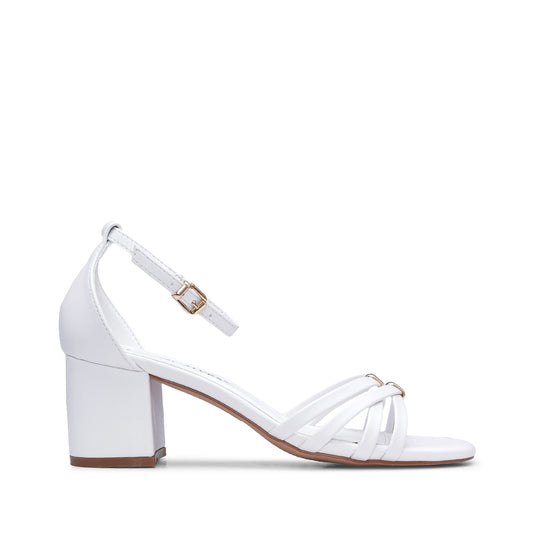 Sandália Salto Médio Mulher Pele Sintética Branco