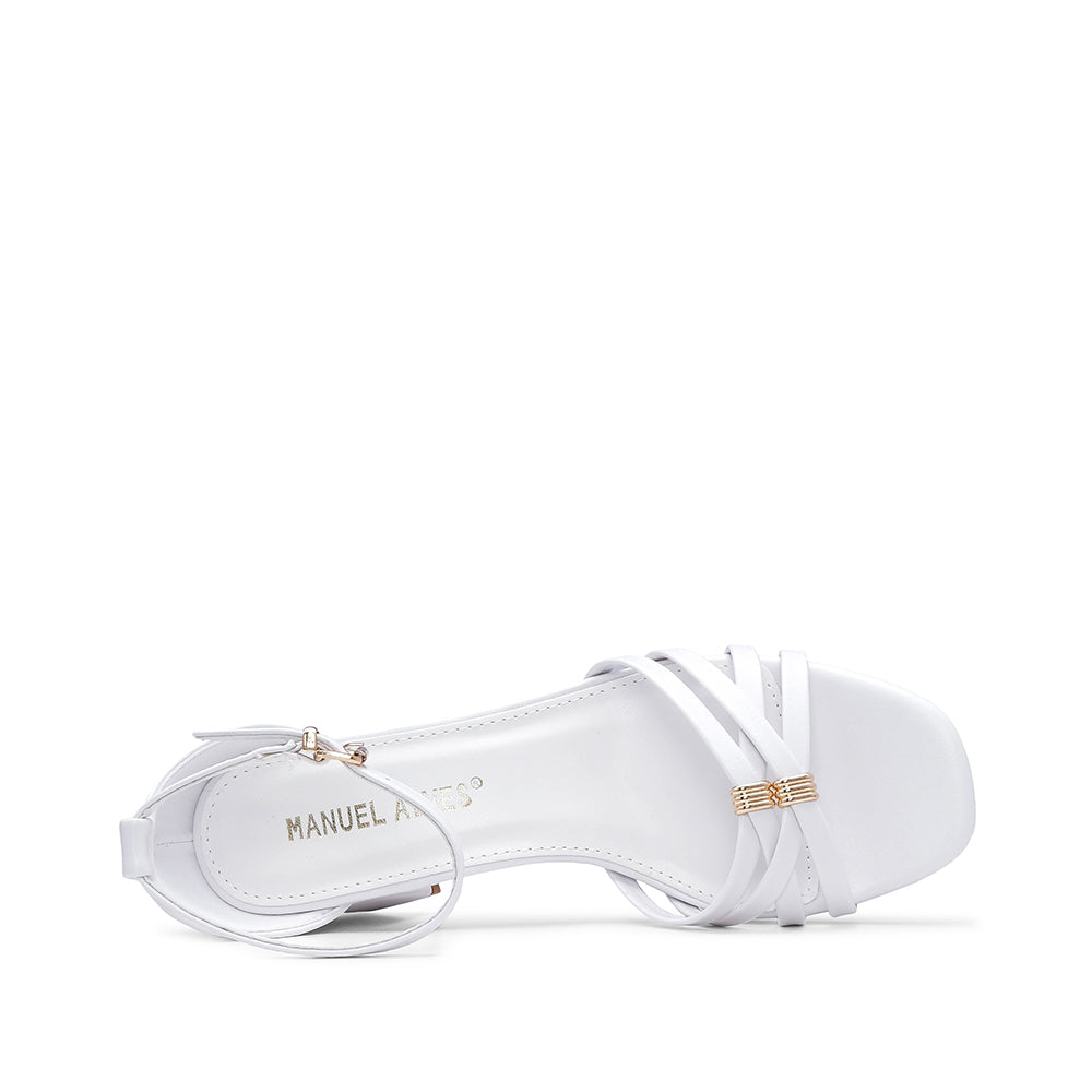 Sandália Salto Médio Mulher Pele Sintética Branco