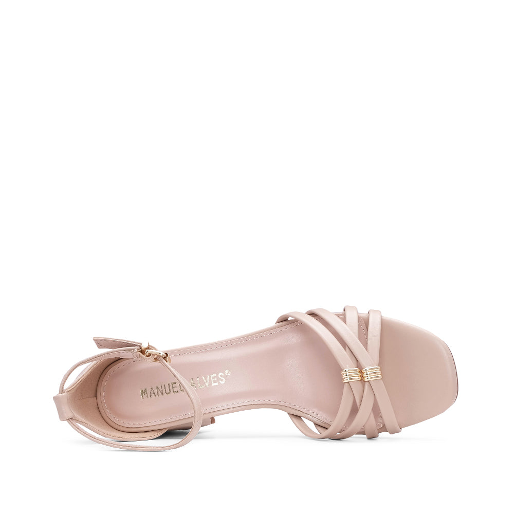 Sandália Salto Médio Mulher Pele Sintética Nude