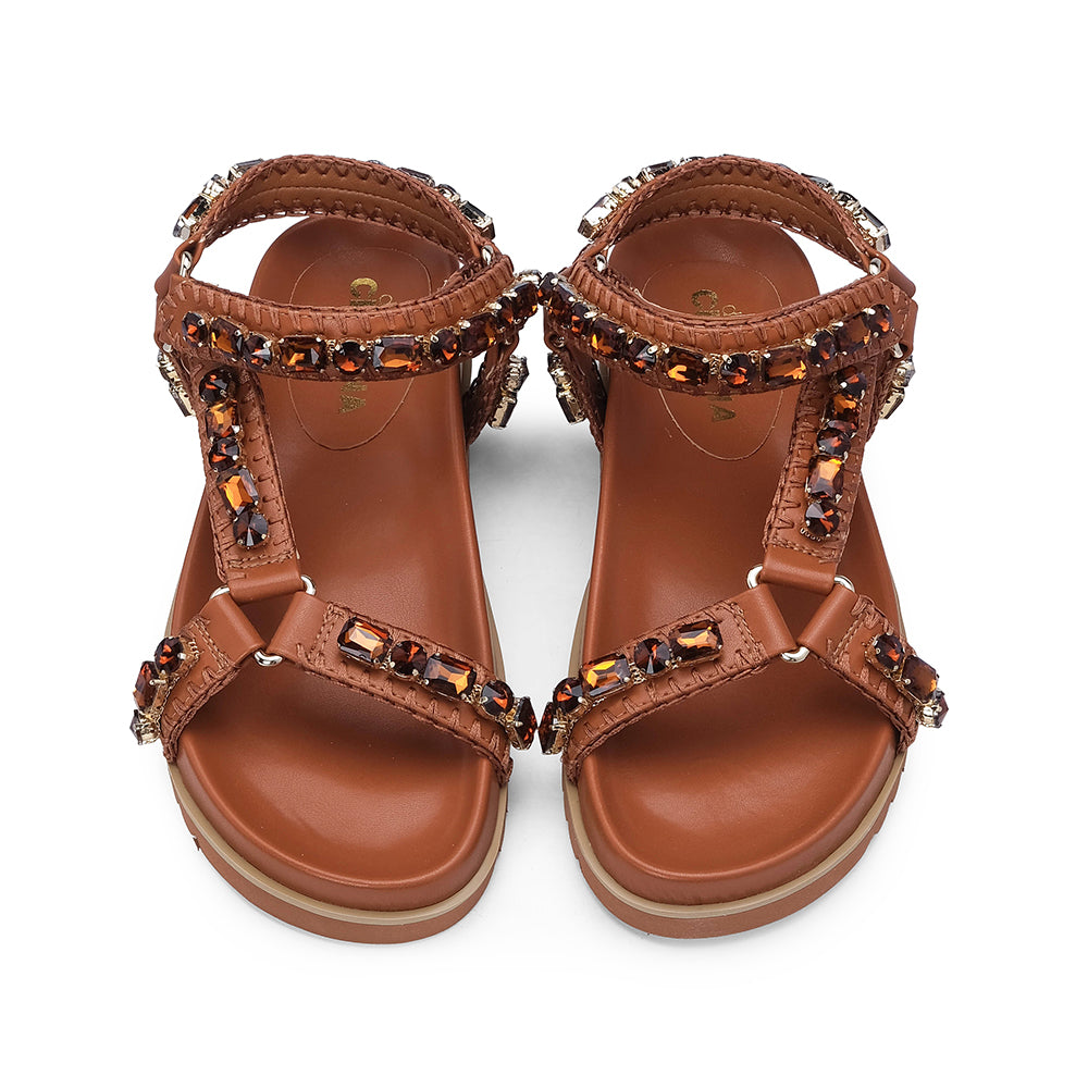 Sandália Casual Mulher Camel
