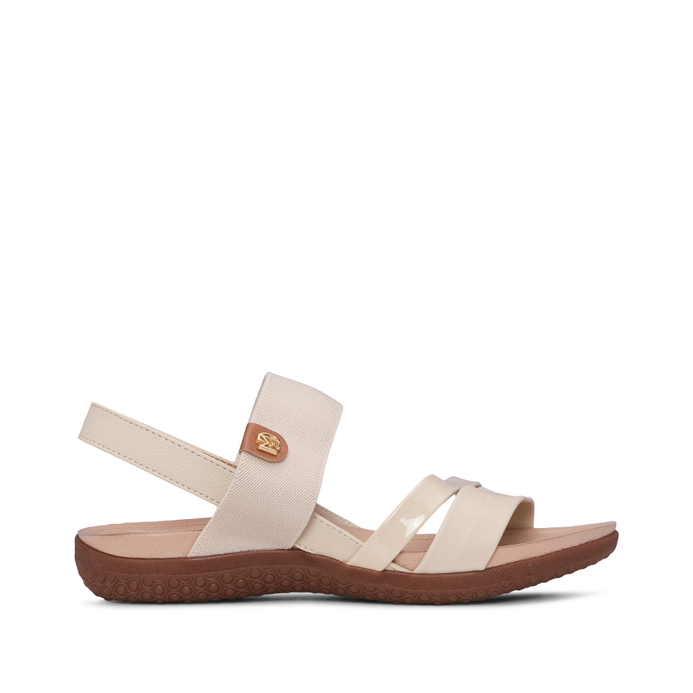 Sandália Salto Raso Mulher Pele Bege