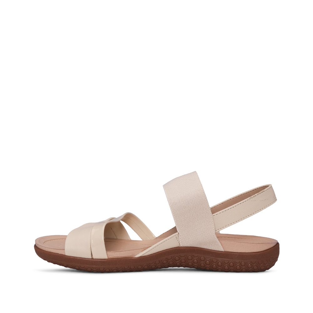 Sandália Salto Raso Mulher Pele Bege