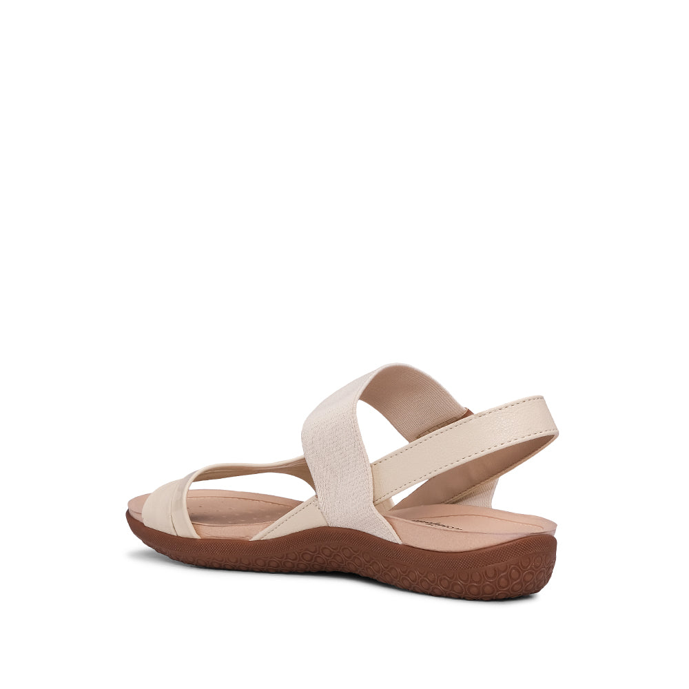 Sandália Salto Raso Mulher Pele Bege