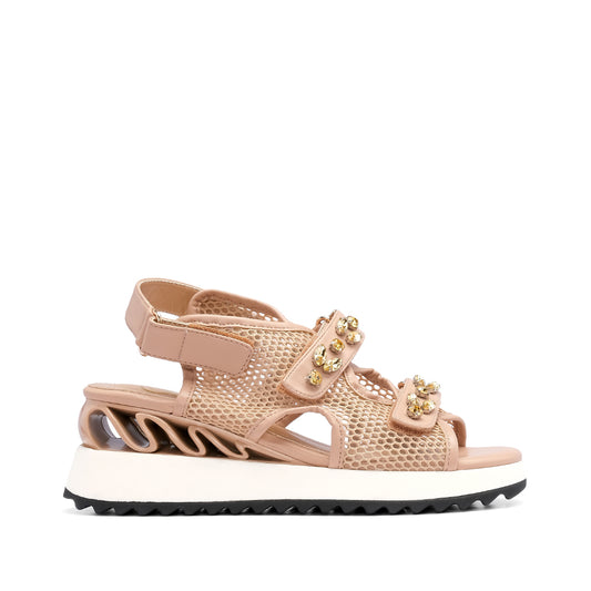 Sandália Salto Cunha Mulher Pele Sintética Bege