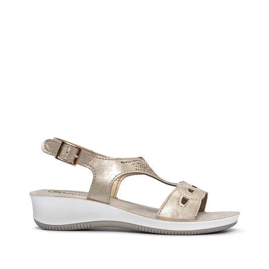 Sandália Salto Cunha Mulher Pele Sintética Cinzento