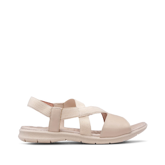 Sandália Salto Raso Mulher Pele Bege