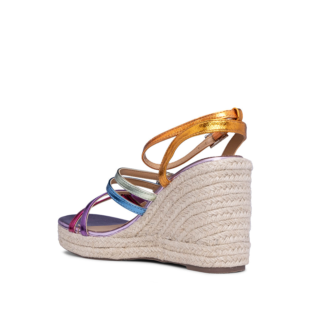 Sandália Salto Cunha Mulher Metalizado Multicolor