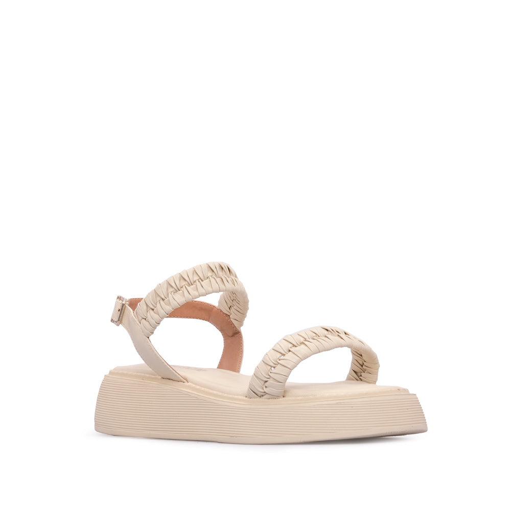 Sandália Salto Raso Mulher Pele Sintética Nude