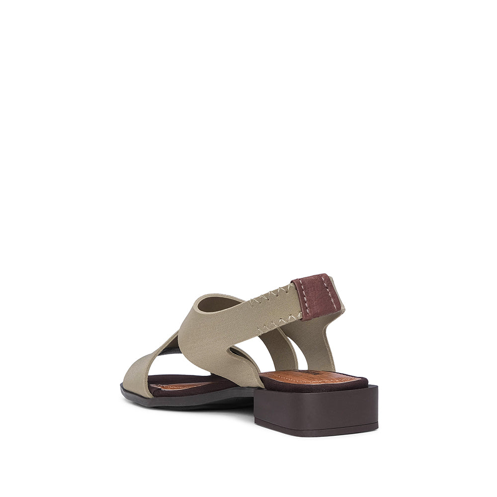 Sandália Salto Raso Mulher Têxtil com Tiras Elásticas Verde