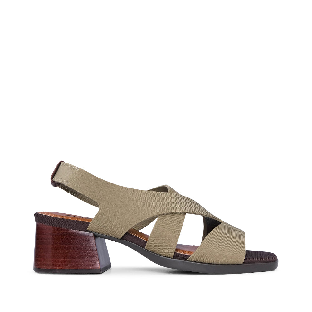 Sandália Salto Médio Mulher Têxtil Verde