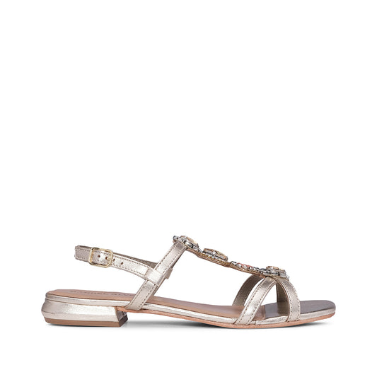 Sandália Salto Raso Mulher Pele Sintética Dourado