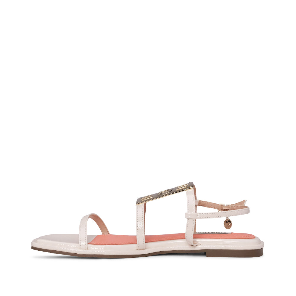 Sandália Salto Raso Mulher Pele Branco