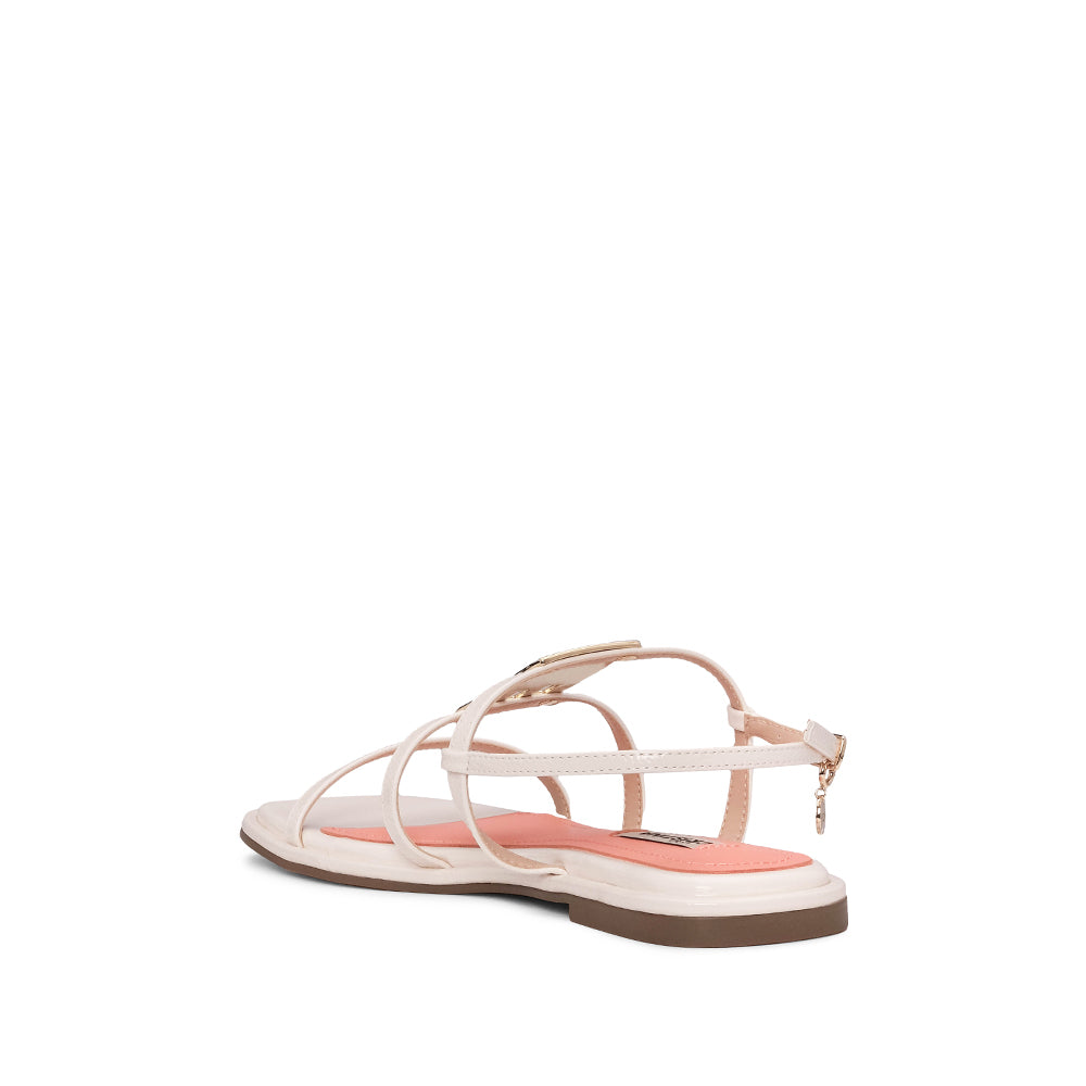 Sandália Salto Raso Mulher Pele Branco