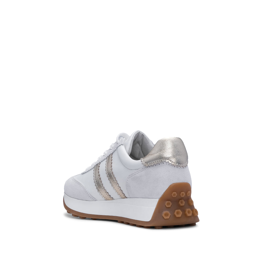 Sapatilha Casual Mulher Pele Branco E Ouro