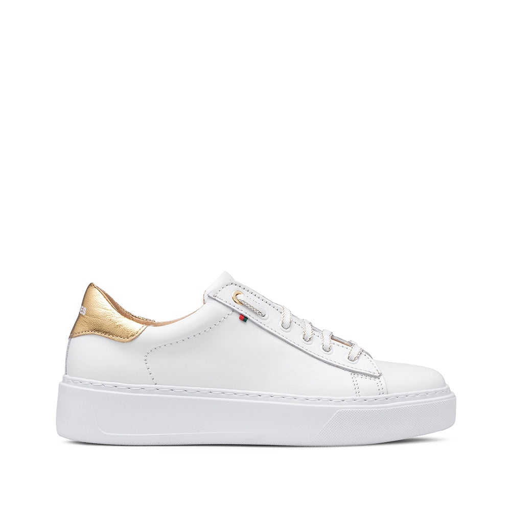 Sapatilha Casual Mulher Pele Branco E Dourado