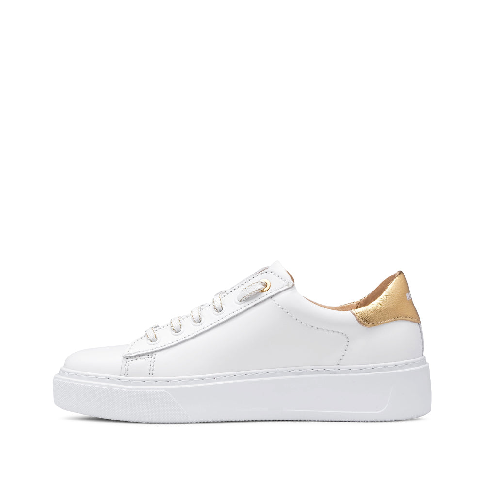 Sapatilha Casual Mulher Pele Branco E Dourado