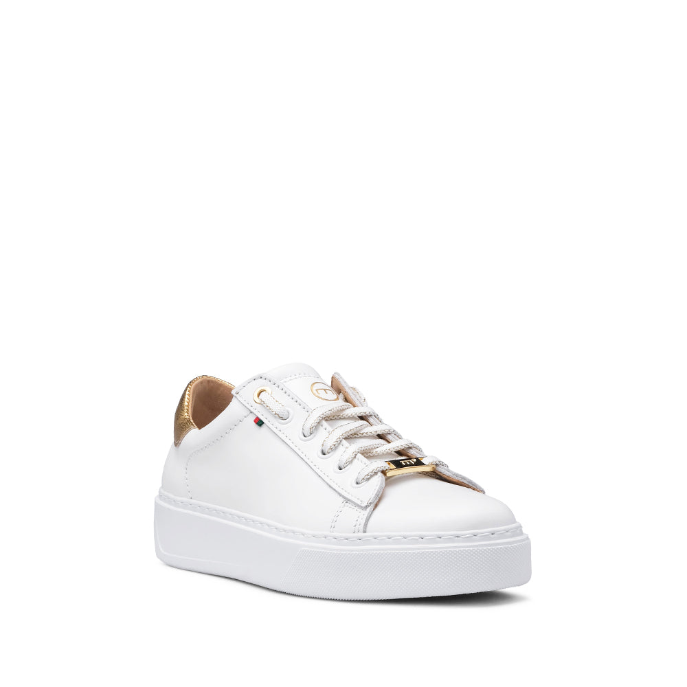 Sapatilha Casual Mulher Pele Branco E Dourado