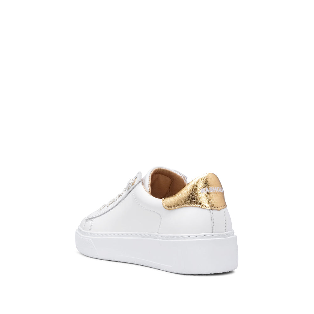 Sapatilha Casual Mulher Pele Branco E Dourado