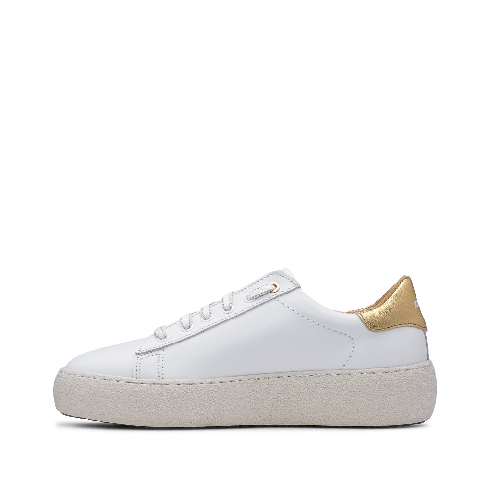 Sapatilha Casual Mulher Pele Branco E Ouro