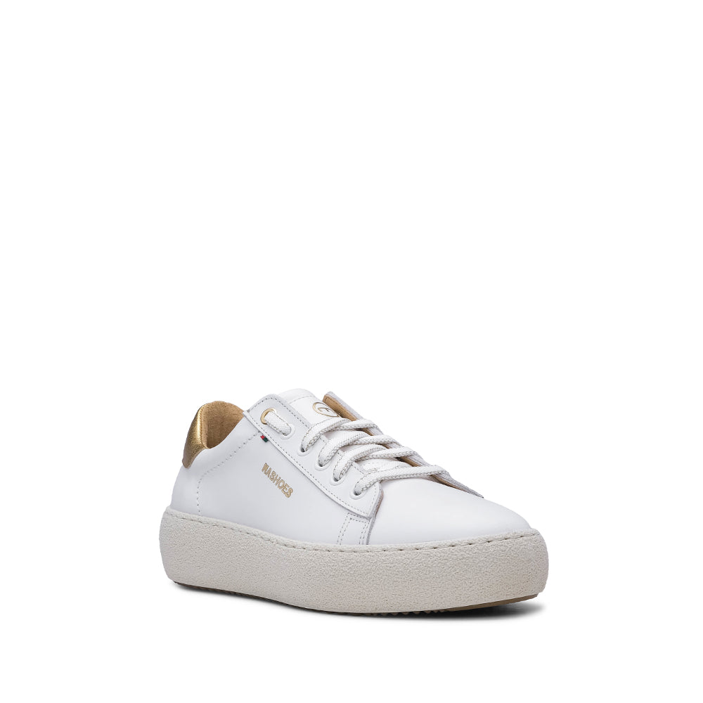 Sapatilha Casual Mulher Pele Branco E Ouro