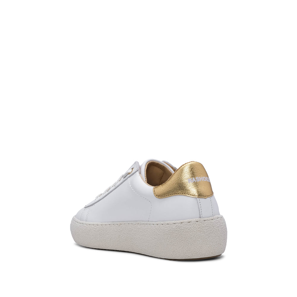 Sapatilha Casual Mulher Pele Branco E Ouro