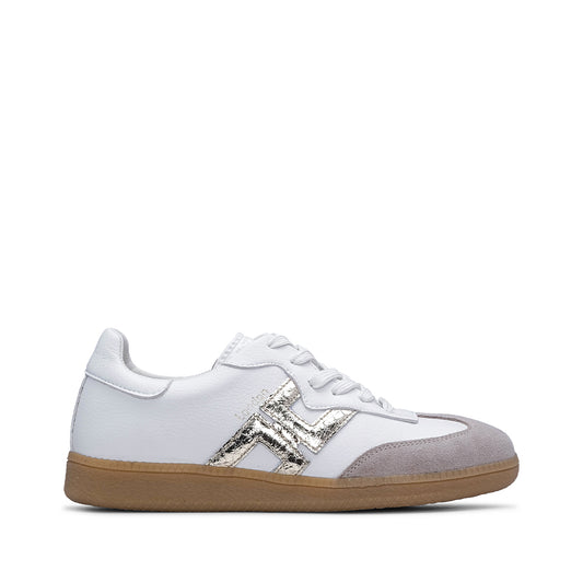 Sapatilha Casual Mulher Pele Branco E Ouro