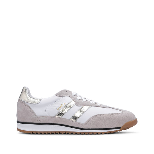 Sapatilha Casual Mulher Pele Branco E Ouro