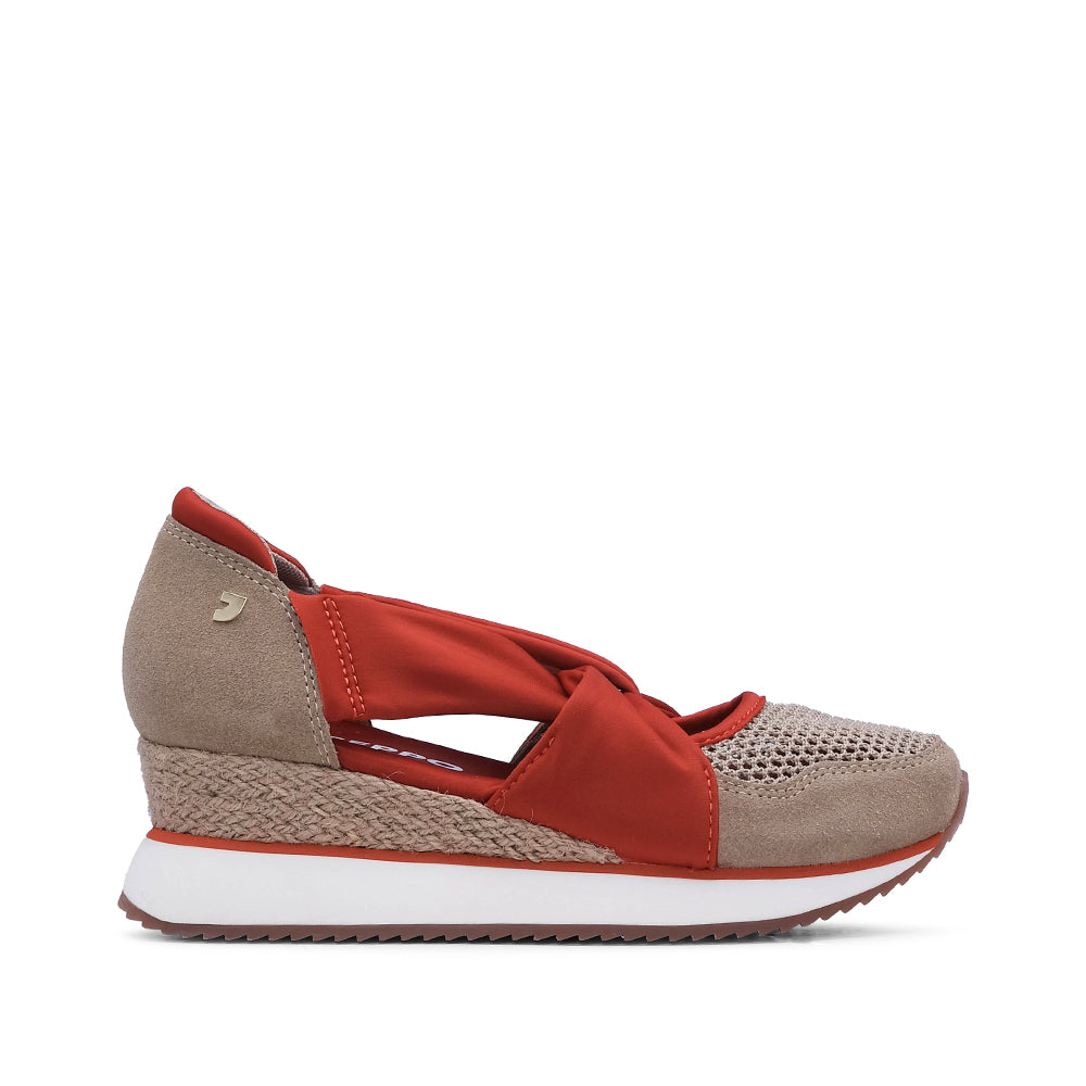 Sapatilha Salto Cunha Mulher Vermelho