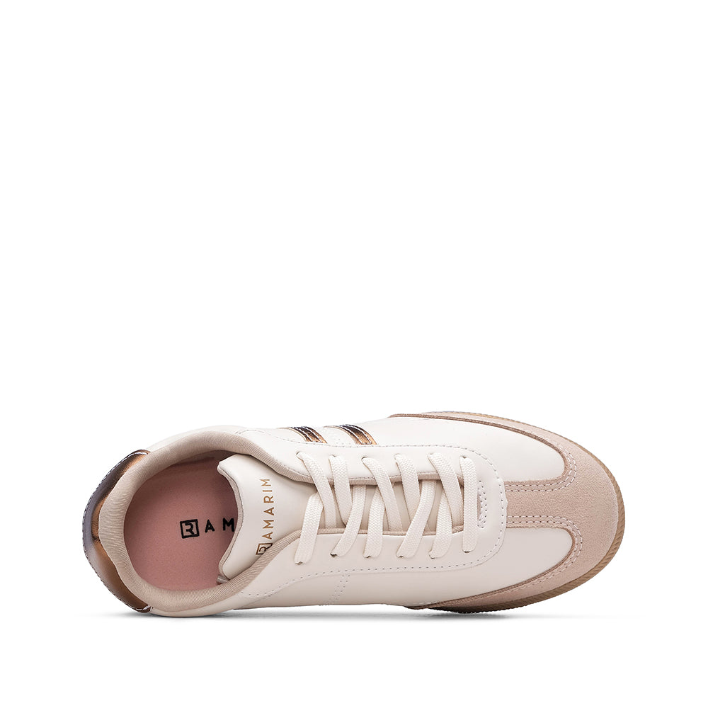 Sapatilha Casual Mulher Pele Sintética Bege E Bronze