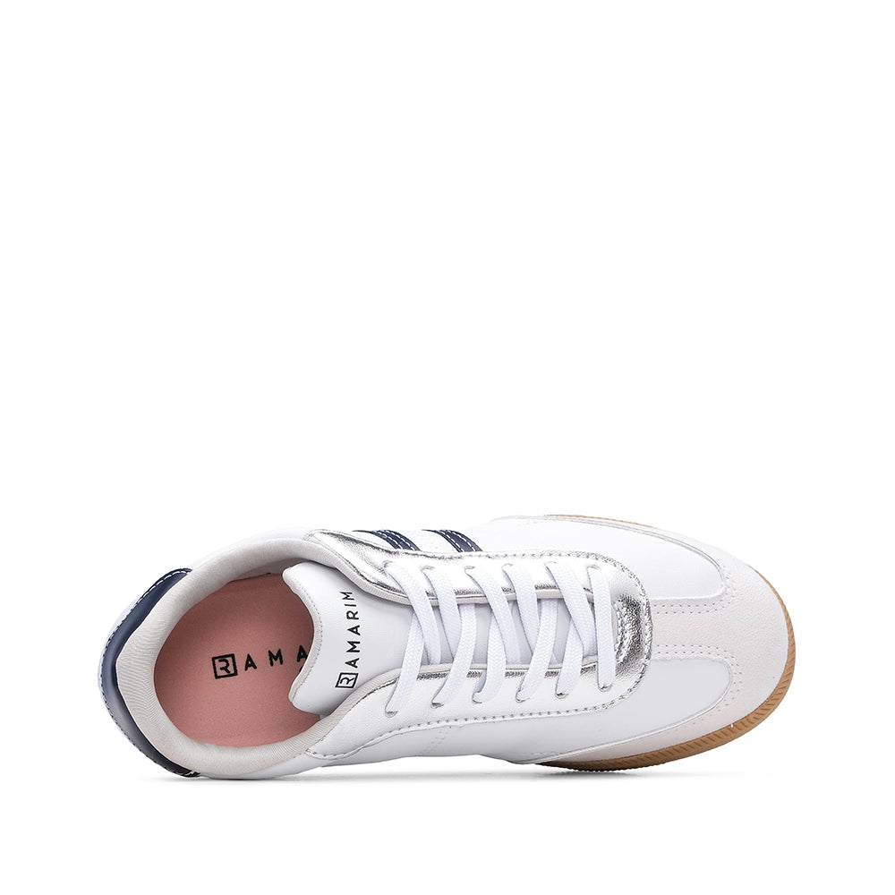 Sapatilha Casual Mulher Pele Sintética Branco E Azul