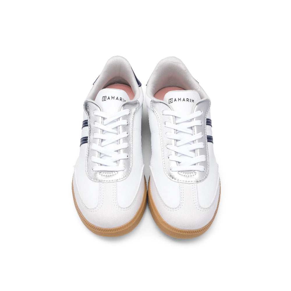 Sapatilha Casual Mulher Pele Sintética Branco E Azul