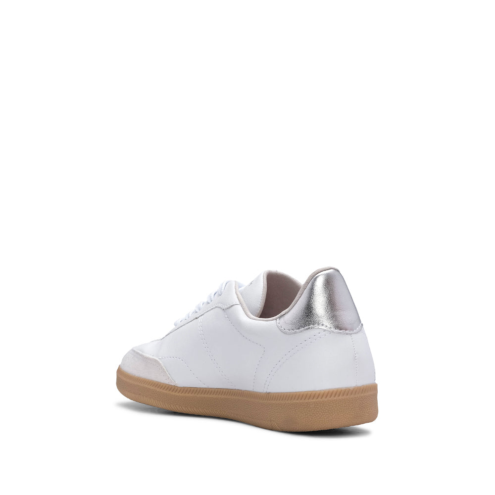 Sapatilha Casual Mulher Pele Sintética Branco E Prata